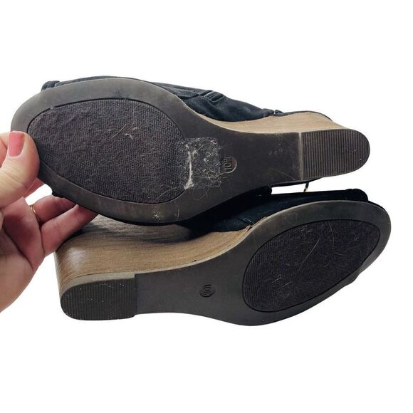 Cato black Wedge open toe ankle boots booties women’s 10 Wide - Picture 6 of 9